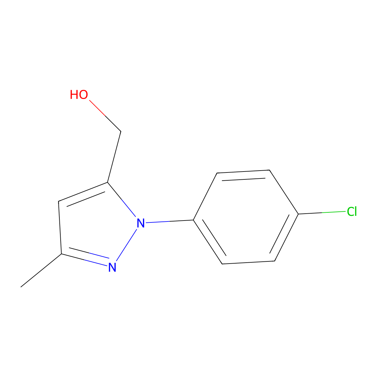 (1-(4-Chlorophenyl)-3-methyl-1H-pyrazol-5-yl)methanol molecular structure, CAS 169547-90-4