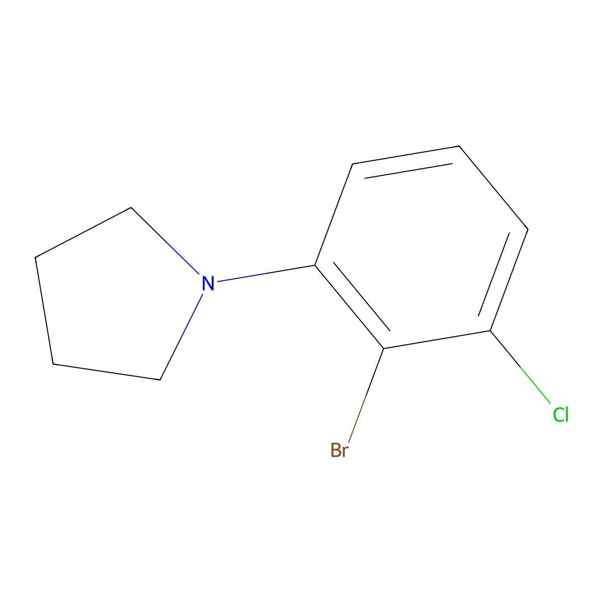 1-(2-Bromo-3-chlorophenyl)pyrrolidine molecular structure, CAS 1695475-57-0