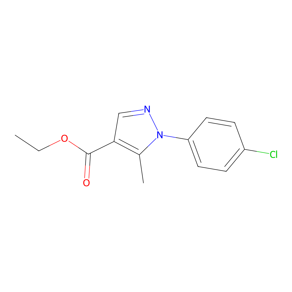 ethyl 1-(4-chlorophenyl)-5-methyl-1H-pyrazole-4-carboxylate molecular structure, CAS 169548-94-1
