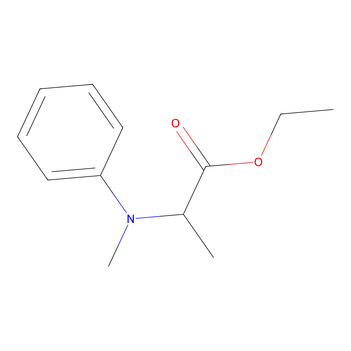 Ethyl 2-(methyl(phenyl)amino)propionate molecular structure, CAS 16955-08-1