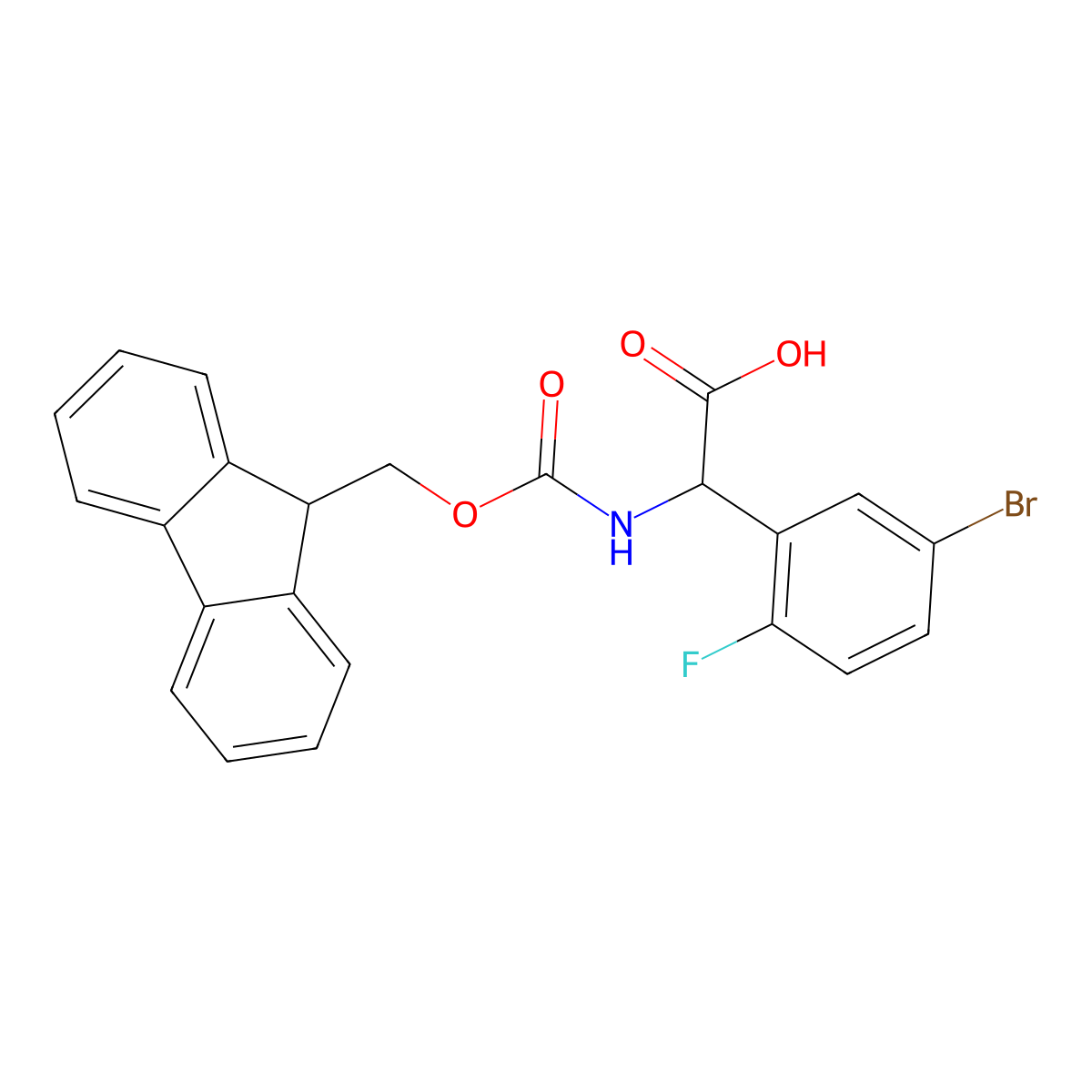 2-(5-bromo-2-fluorophenyl)-2-({[(9H-fluoren-9-yl)methoxy]carbonyl}amino)acetic acid molecular structure, CAS 1695501-50-8