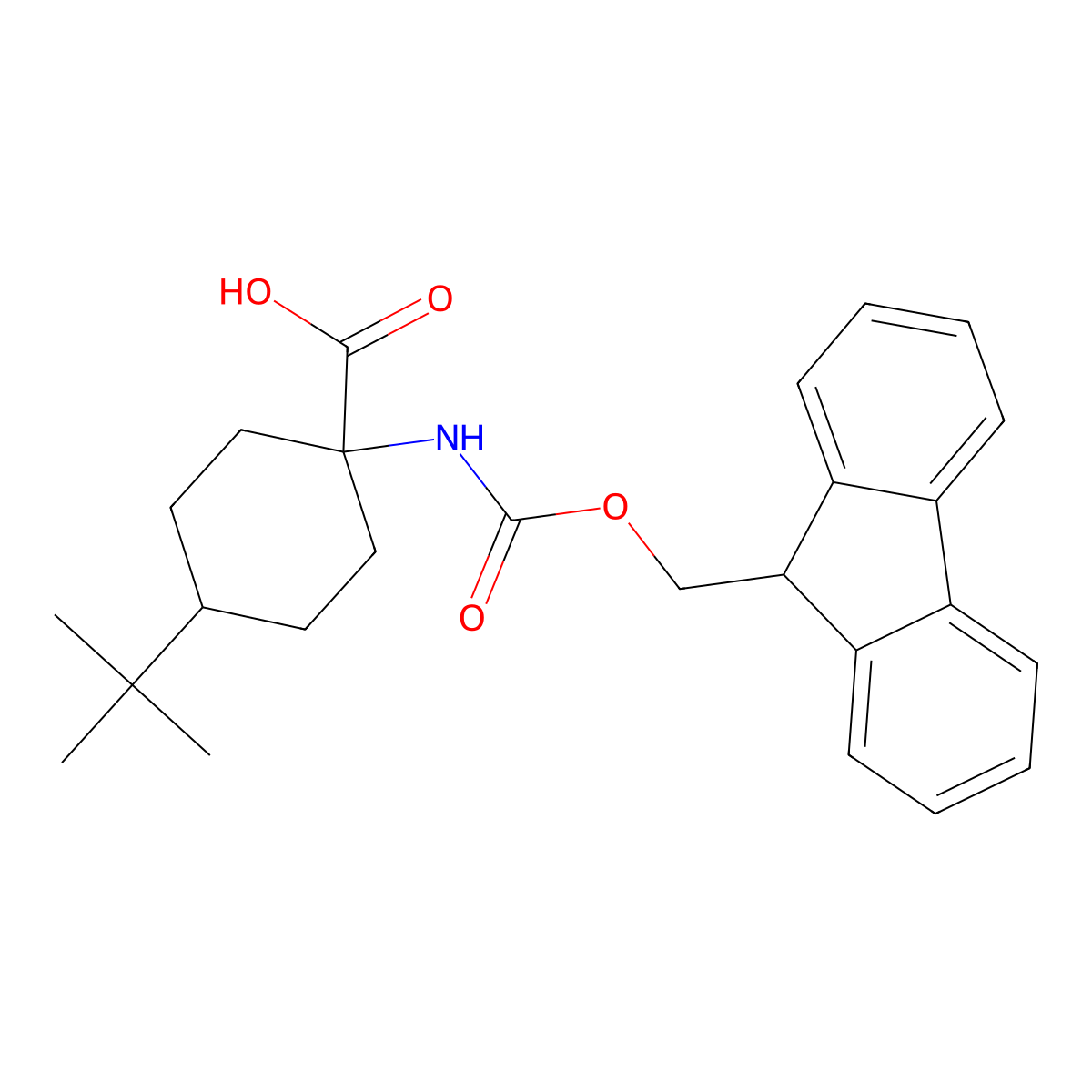 4-tert-butyl-1-({[(9H-fluoren-9-yl)methoxy]carbonyl}amino)cyclohexane-1-carboxylic acid molecular structure, CAS 1695504-66-5