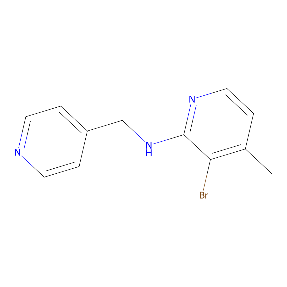 3-bromo-4-methyl-N-[(pyridin-4-yl)methyl]pyridin-2-amine molecular structure, CAS 1695508-16-7
