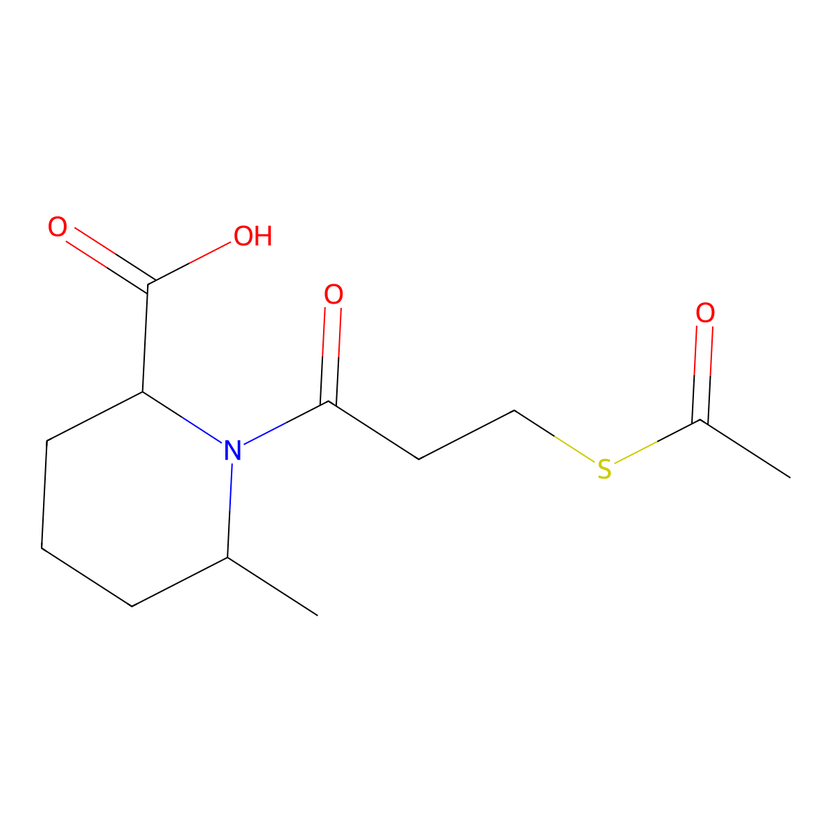 1-[3-(Acetylsulfanyl)propanoyl]-6-methyl-2-piperidinecarboxylic acid molecular structure, CAS 169551-84-2