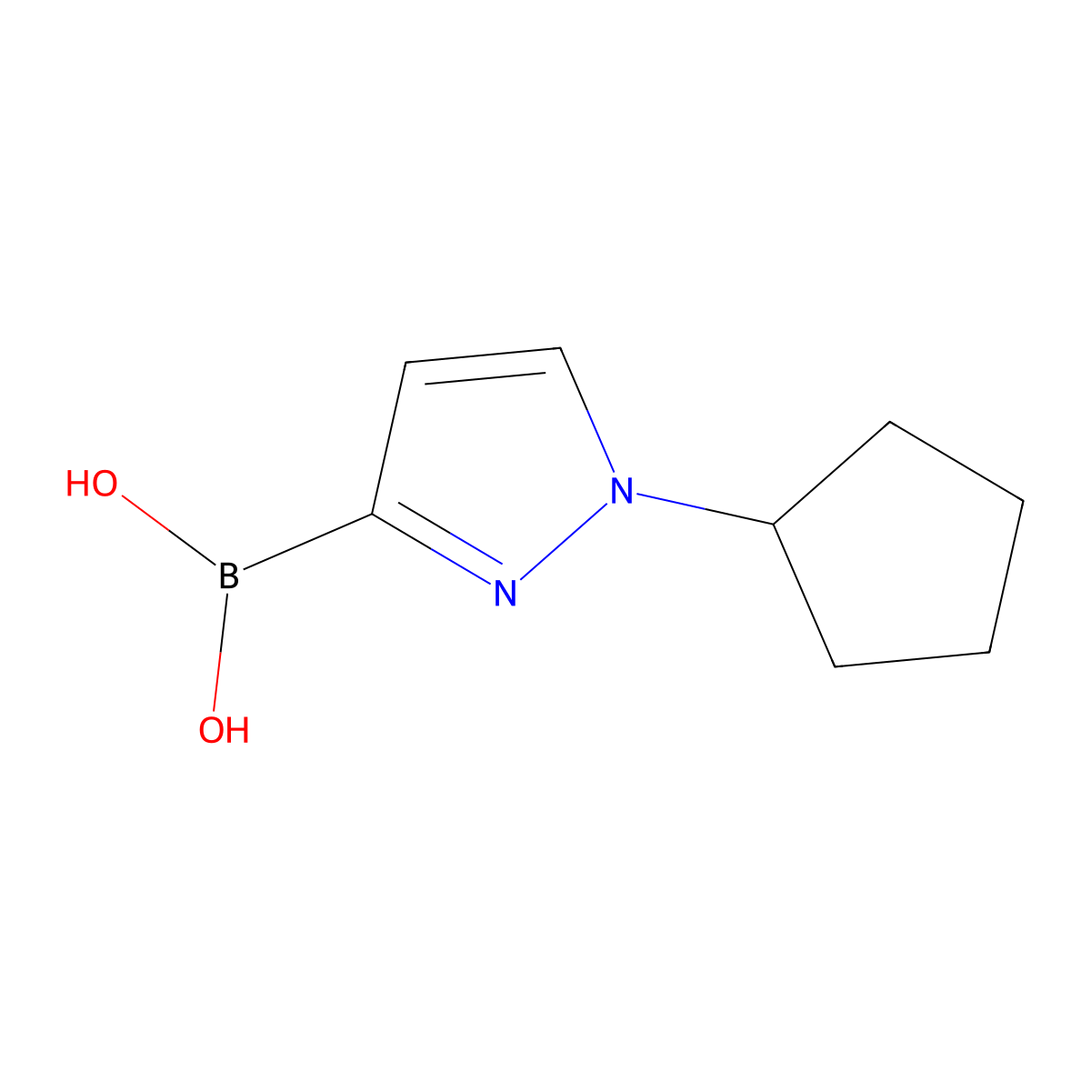 (1-cyclopentyl-1H-pyrazol-3-yl)boronic acid molecular structure, CAS 1695518-54-7