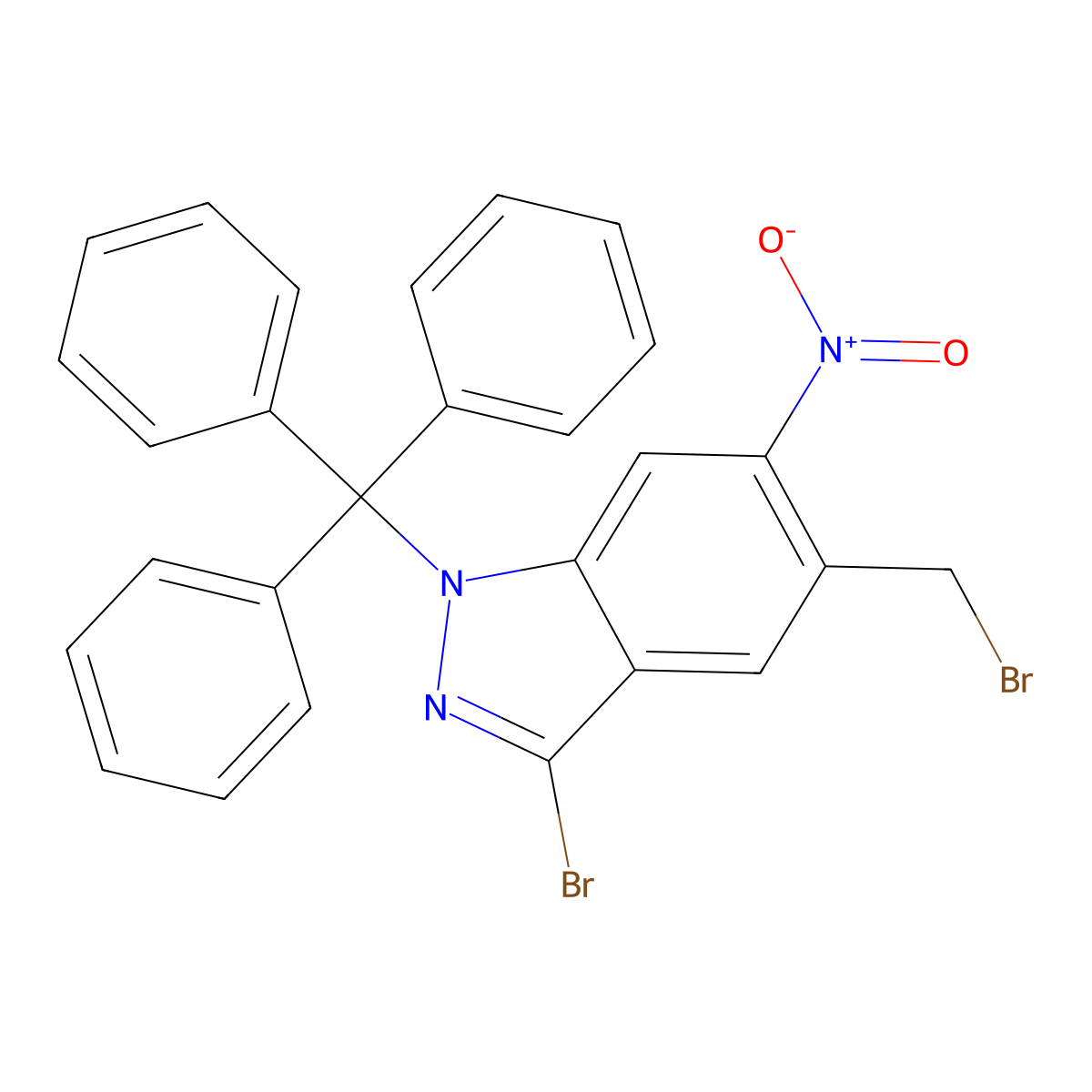 3-Bromo-5-(bromomethyl)-6-nitro-1-trityl-1H-indazole molecular structure, CAS 1695537-84-8