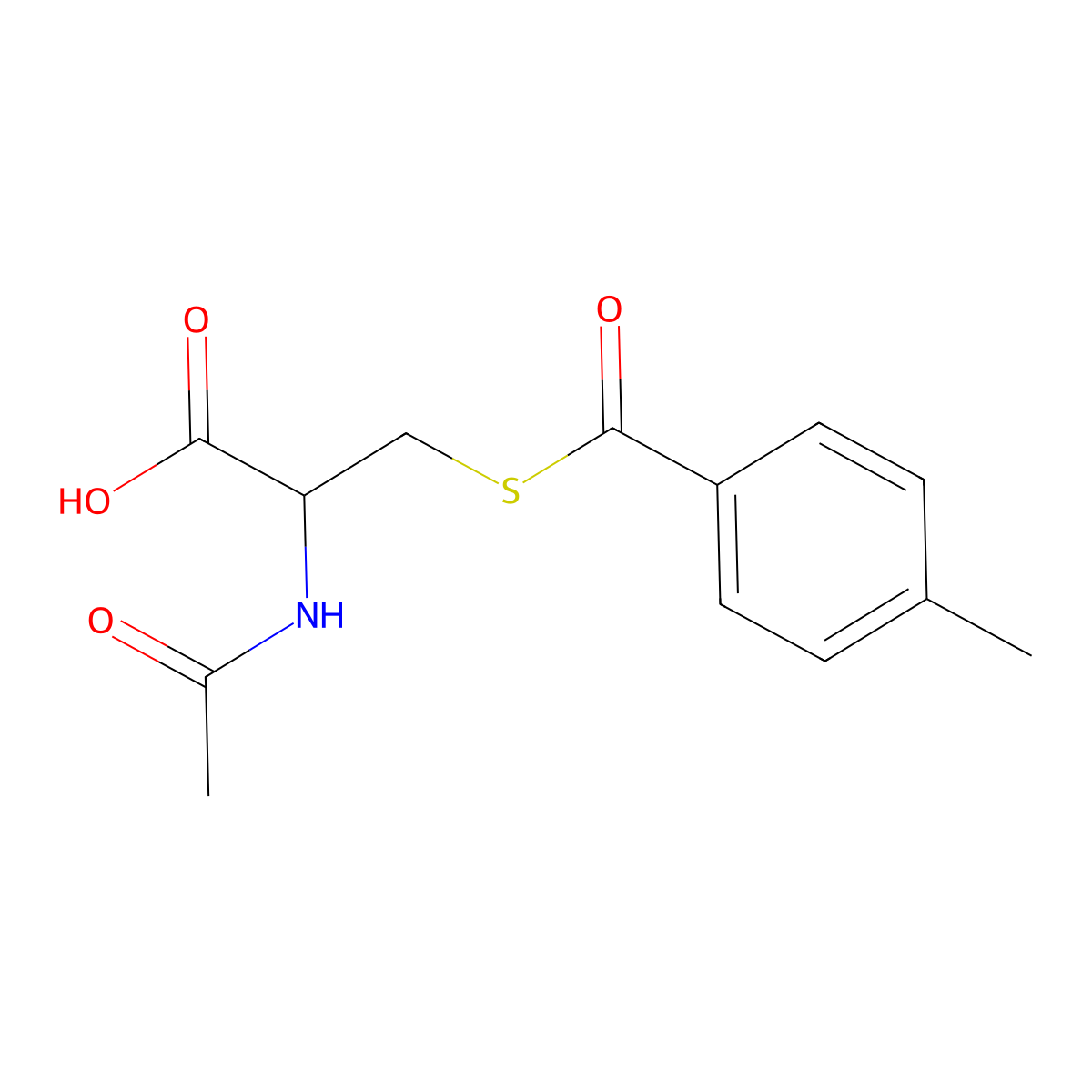 (R)-2-Acetamido-3-((4-methylbenzoyl)thio)propanoic acid molecular structure, CAS 1695562-36-7
