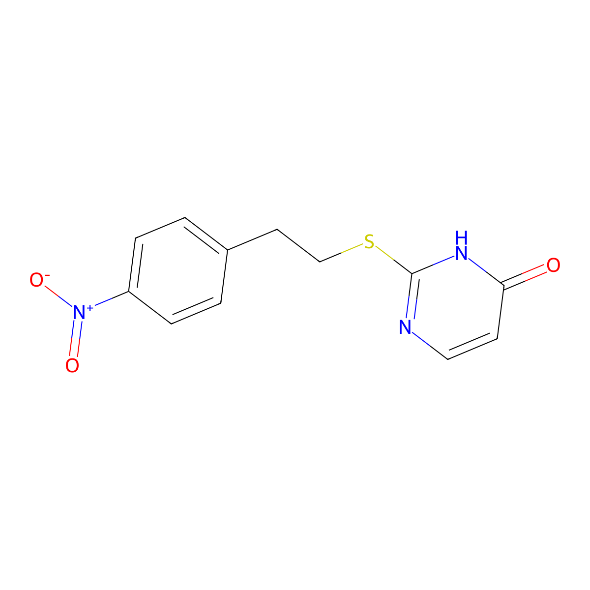 2-[(2-{4-nitrophenyl}ethyl)sulfanyl]-4(3H)-pyrimidinone molecular structure, CAS 169557-01-1