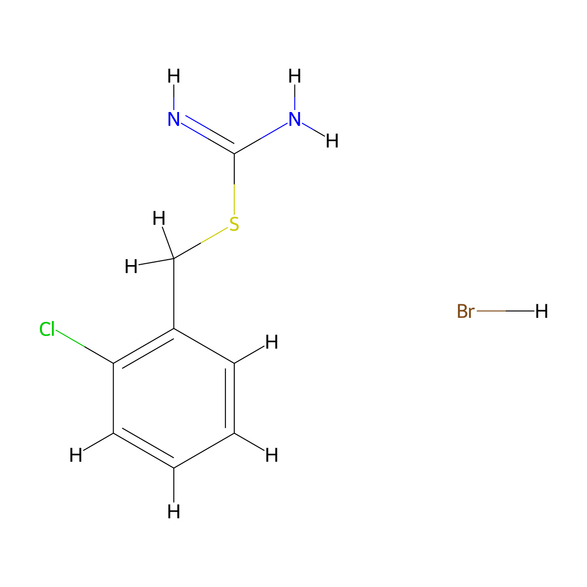 {[(2-Chlorophenyl)methyl]sulfanyl}methanimidamide hydrobromide molecular structure, CAS 169558-96-7