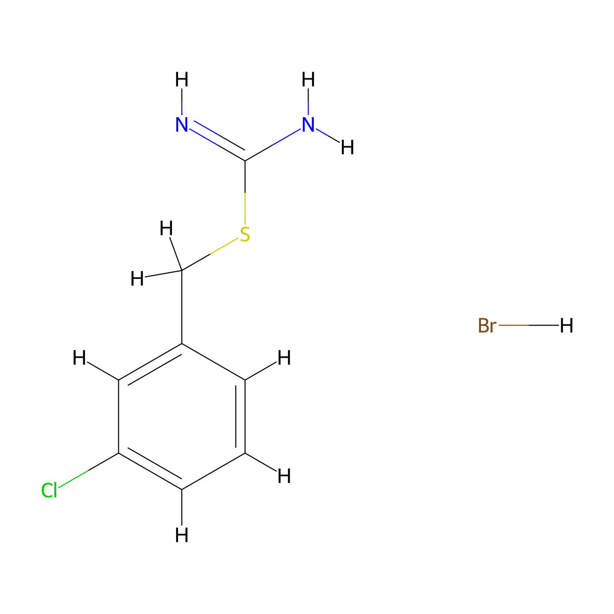 {[(3-Chlorophenyl)methyl]sulfanyl}methanimidamide hydrobromide molecular structure, CAS 169558-97-8
