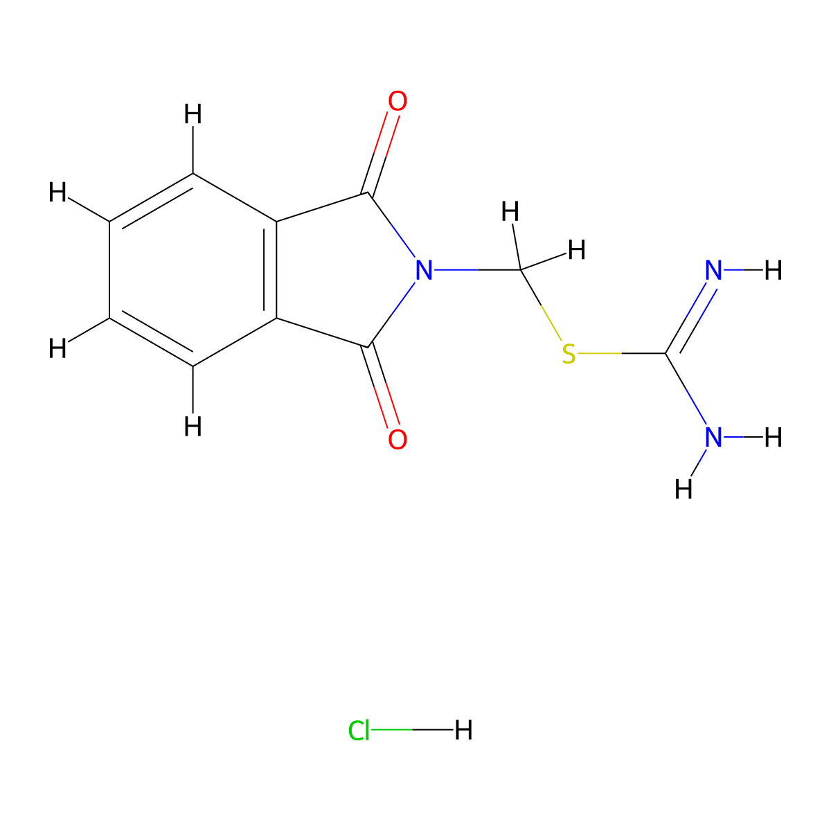 {[(1,3-dioxo-2,3-dihydro-1H-isoindol-2-yl)methyl]sulfanyl}methanimidamide hydrochloride molecular structure, CAS 169559-01-7