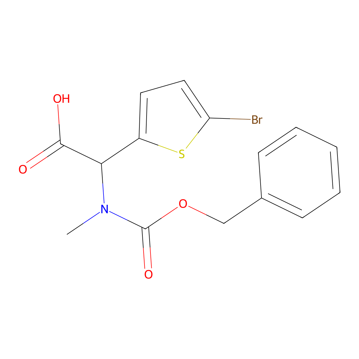 2-{[(Benzyloxy)carbonyl](methyl)amino}-2-(5-bromothiophen-2-yl)acetic acid molecular structure, CAS 1695634-53-7