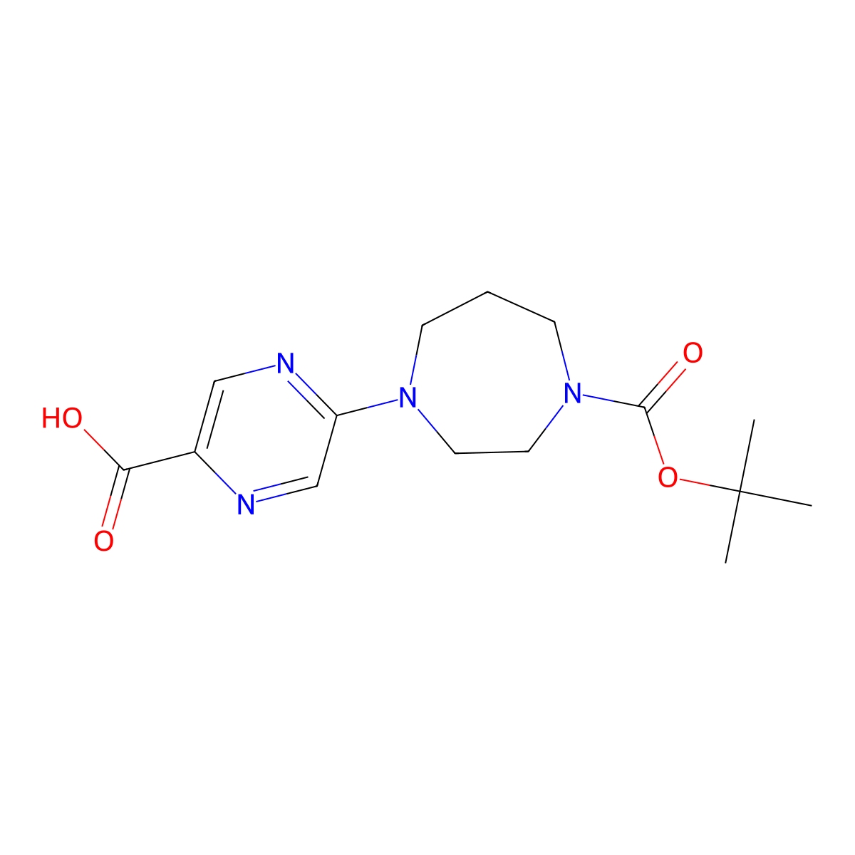 5-{4-[(Tert-butoxy)carbonyl]-1,4-diazepan-1-yl}pyrazine-2-carboxylic acid molecular structure, CAS 1695643-91-4