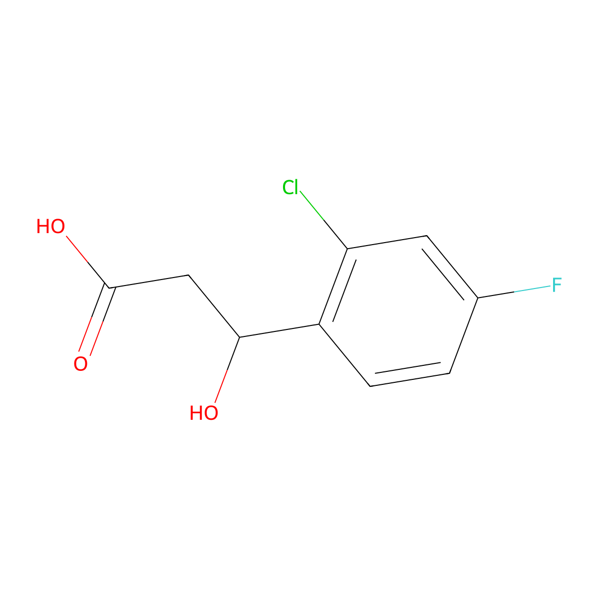 3-(2-Chloro-4-fluorophenyl)-3-hydroxypropanoic acid molecular structure, CAS 1695650-10-2