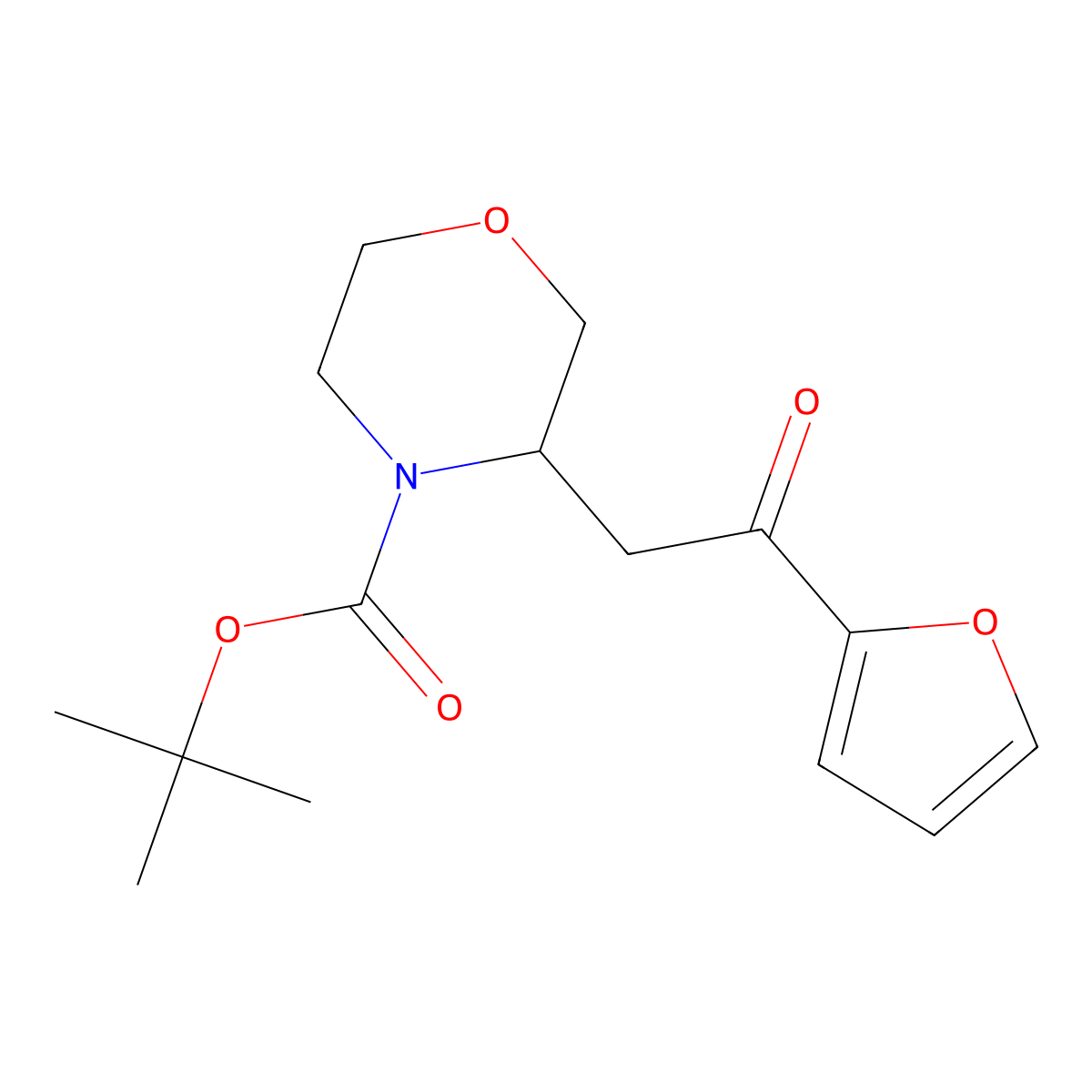 Tert-butyl 3-[2-(furan-2-yl)-2-oxoethyl]morpholine-4-carboxylate molecular structure, CAS 1695656-96-2