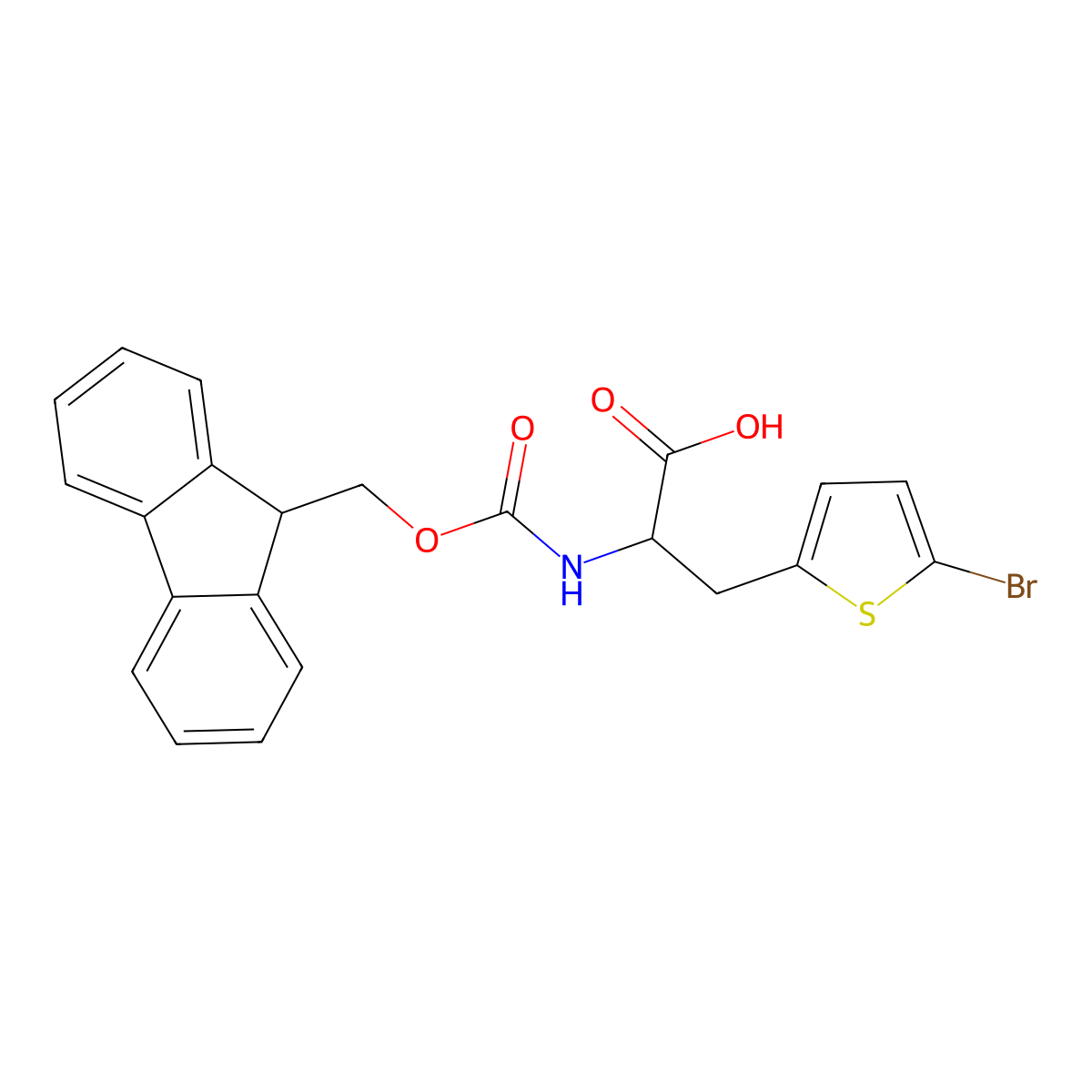 3-(5-bromothiophen-2-yl)-2-({[(9H-fluoren-9-yl)methoxy]carbonyl}amino)propanoic acid molecular structure, CAS 1695686-65-7