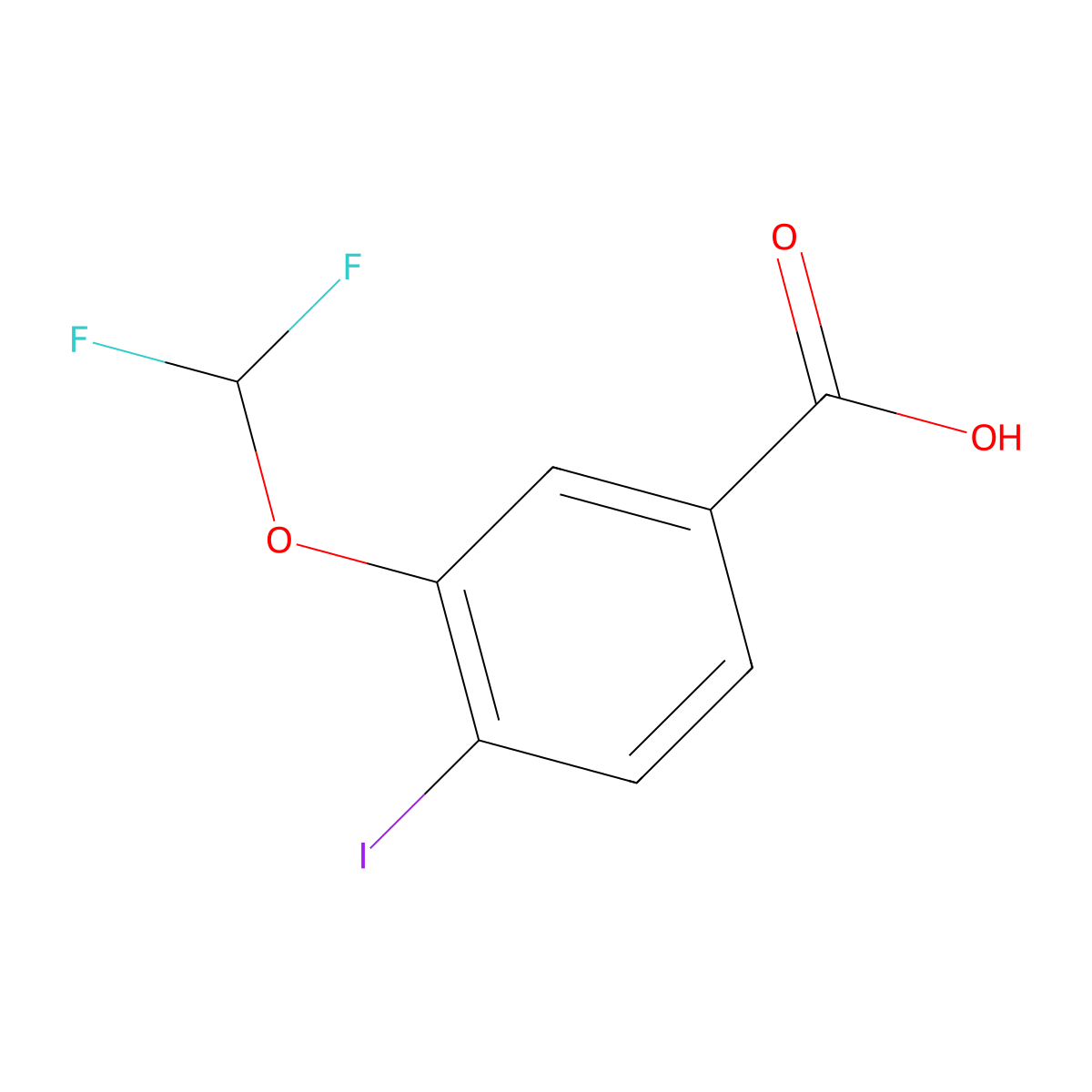 3-(Difluoromethoxy)-4-iodobenzoic acid molecular structure, CAS 1695687-68-3