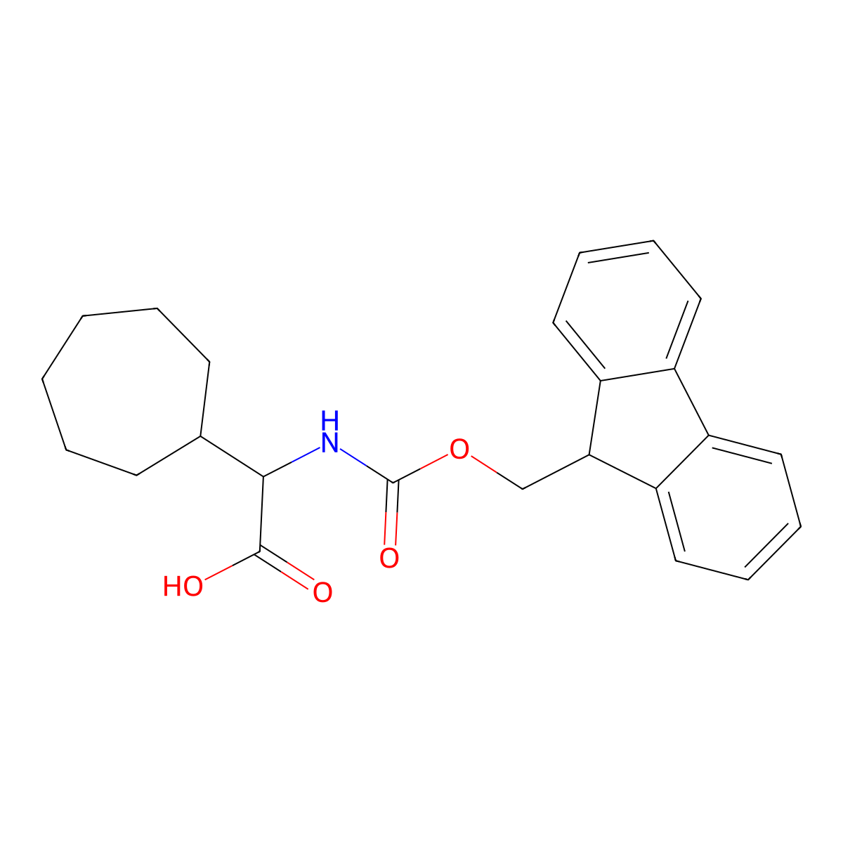 2-cycloheptyl-2-({[(9H-fluoren-9-yl)methoxy]carbonyl}amino)acetic acid molecular structure, CAS 1695699-56-9