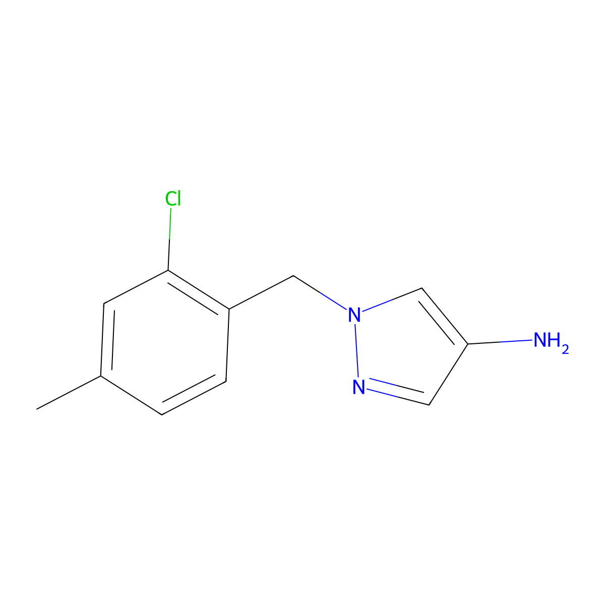 1-[(2-chloro-4-methylphenyl)methyl]-1H-pyrazol-4-amine molecular structure, CAS 1695769-33-5