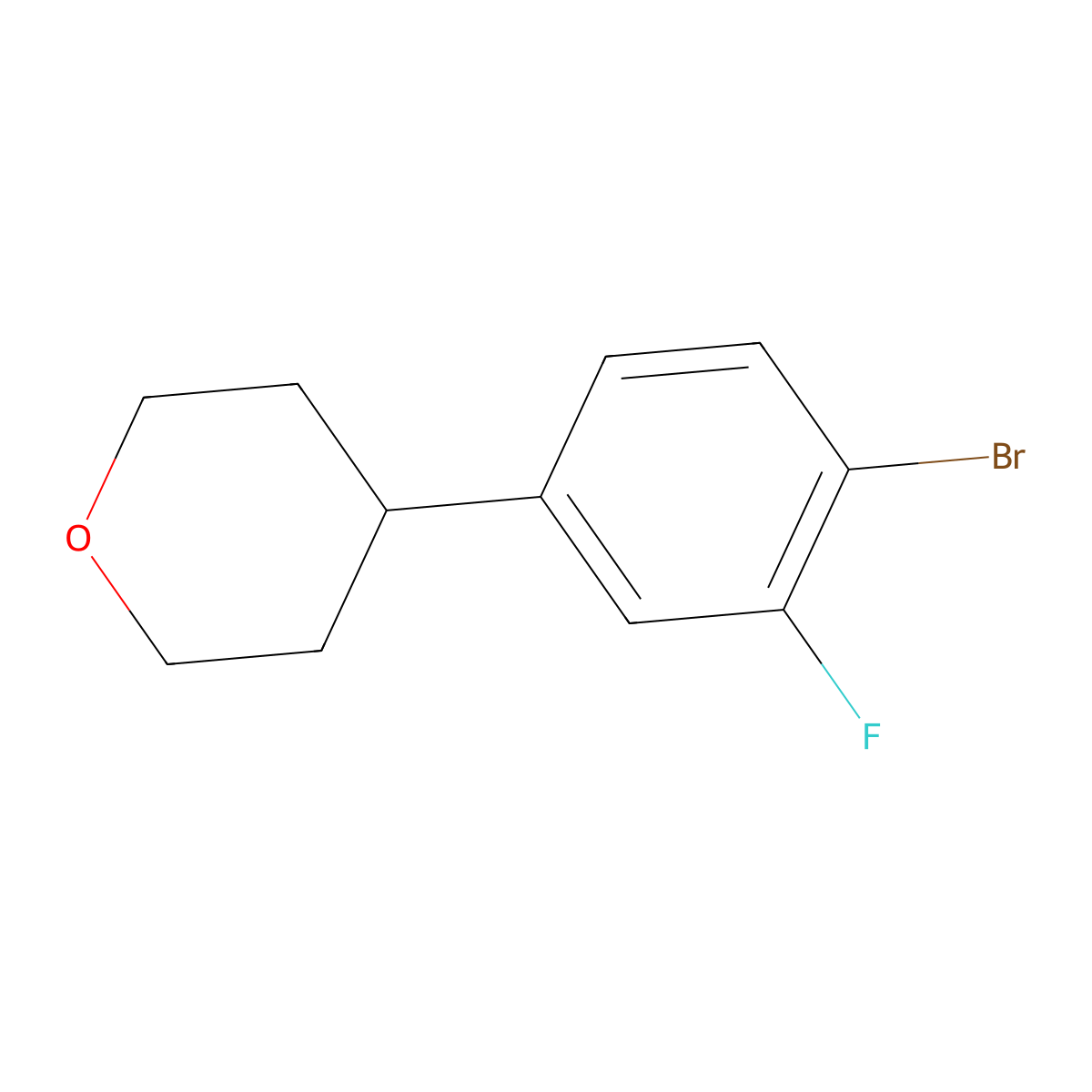 4-(4-Bromo-3-fluorophenyl)tetrahydro-2H-pyran molecular structure, CAS 1695779-46-4