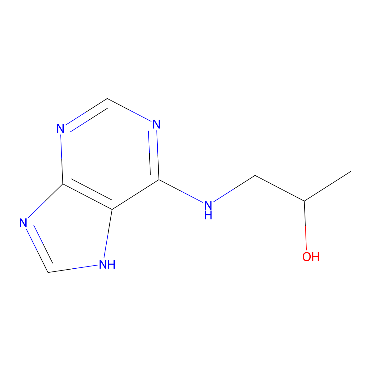1-(9H-purin-6-ylamino)propan-2-ol molecular structure, CAS 16958-60-4