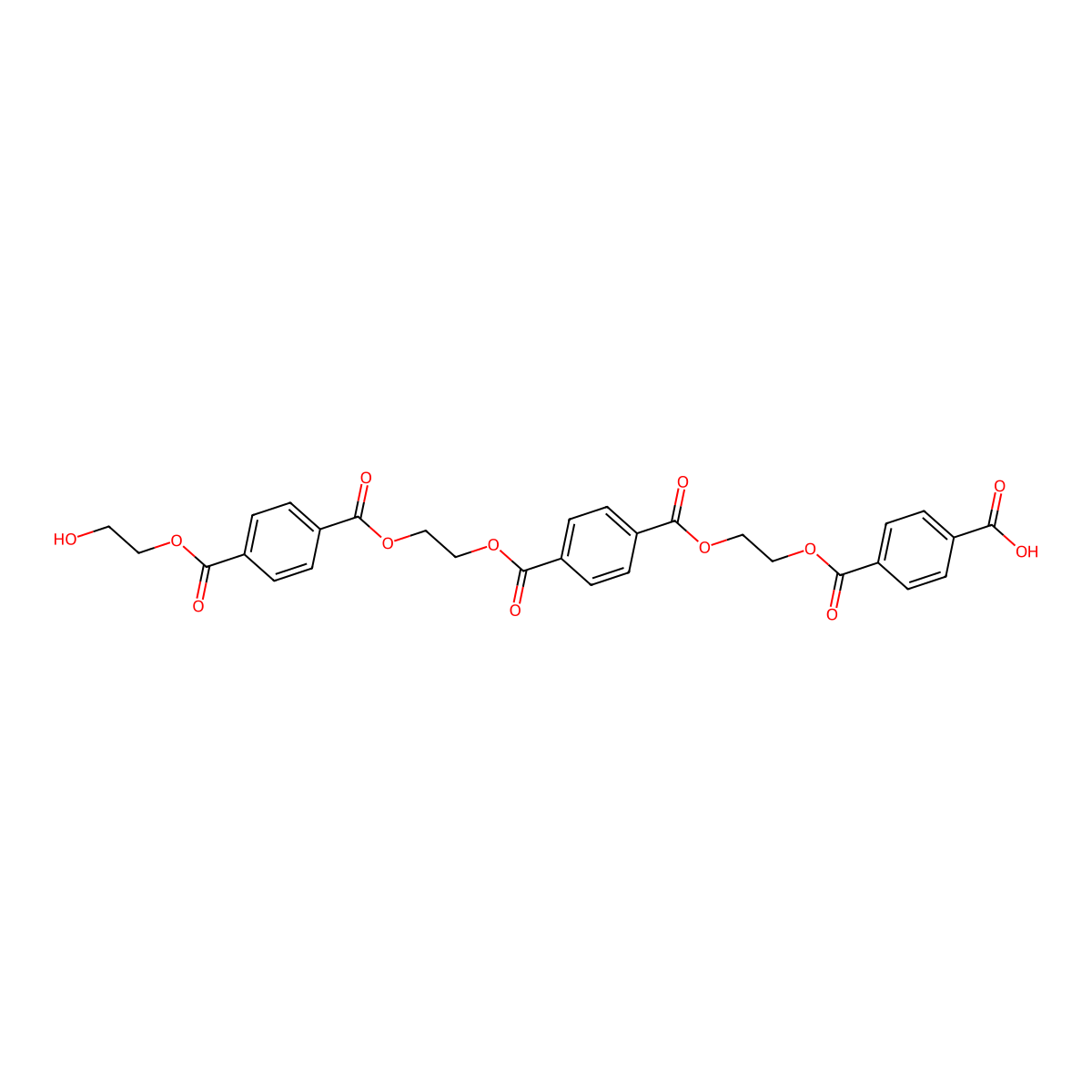 4-((2-((4-((2-((4-((2-Hydroxyethoxy)carbonyl)benzoyl)oxy)ethoxy)carbonyl)benzoyl)oxy)ethoxy)carbonyl)benzoic acid molecular structure, CAS 16958-96-6