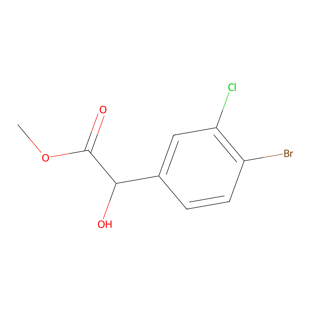 Methyl 2-(4-bromo-3-chlorophenyl)-2-hydroxyacetate molecular structure, CAS 1695803-19-0
