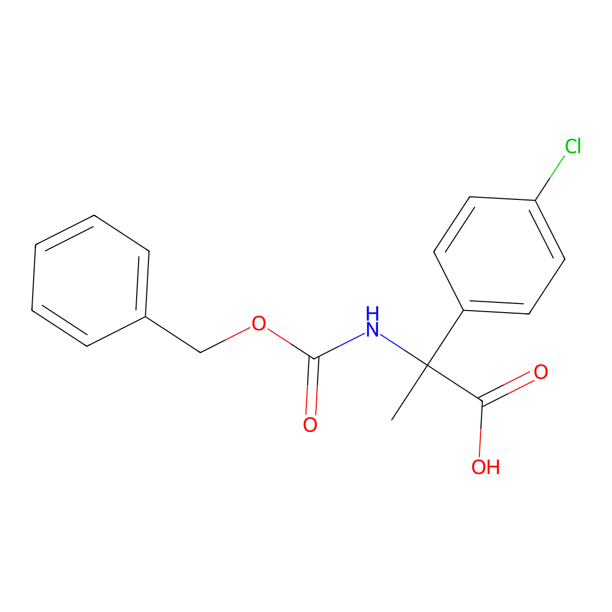 2-{[(Benzyloxy)carbonyl]amino}-2-(4-chlorophenyl)propanoic acid molecular structure, CAS 1695814-13-1