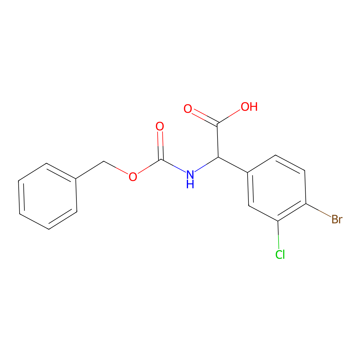 2-{[(Benzyloxy)carbonyl]amino}-2-(4-bromo-3-chlorophenyl)acetic acid molecular structure, CAS 1695814-49-3