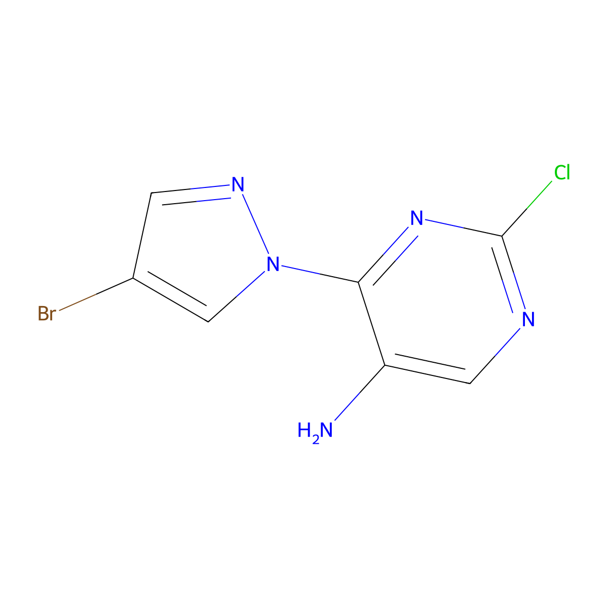 4-(4-bromo-1H-pyrazol-1-yl)-2-chloropyrimidin-5-amine molecular structure, CAS 1695815-76-9