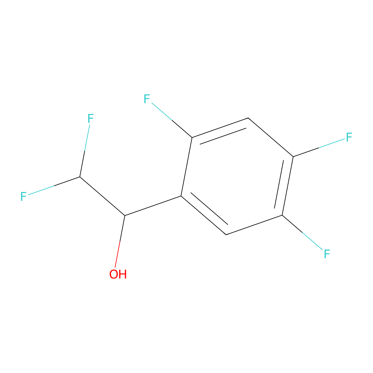2,2-Difluoro-1-(2,4,5-trifluorophenyl)ethan-1-ol molecular structure, CAS 1695828-46-6