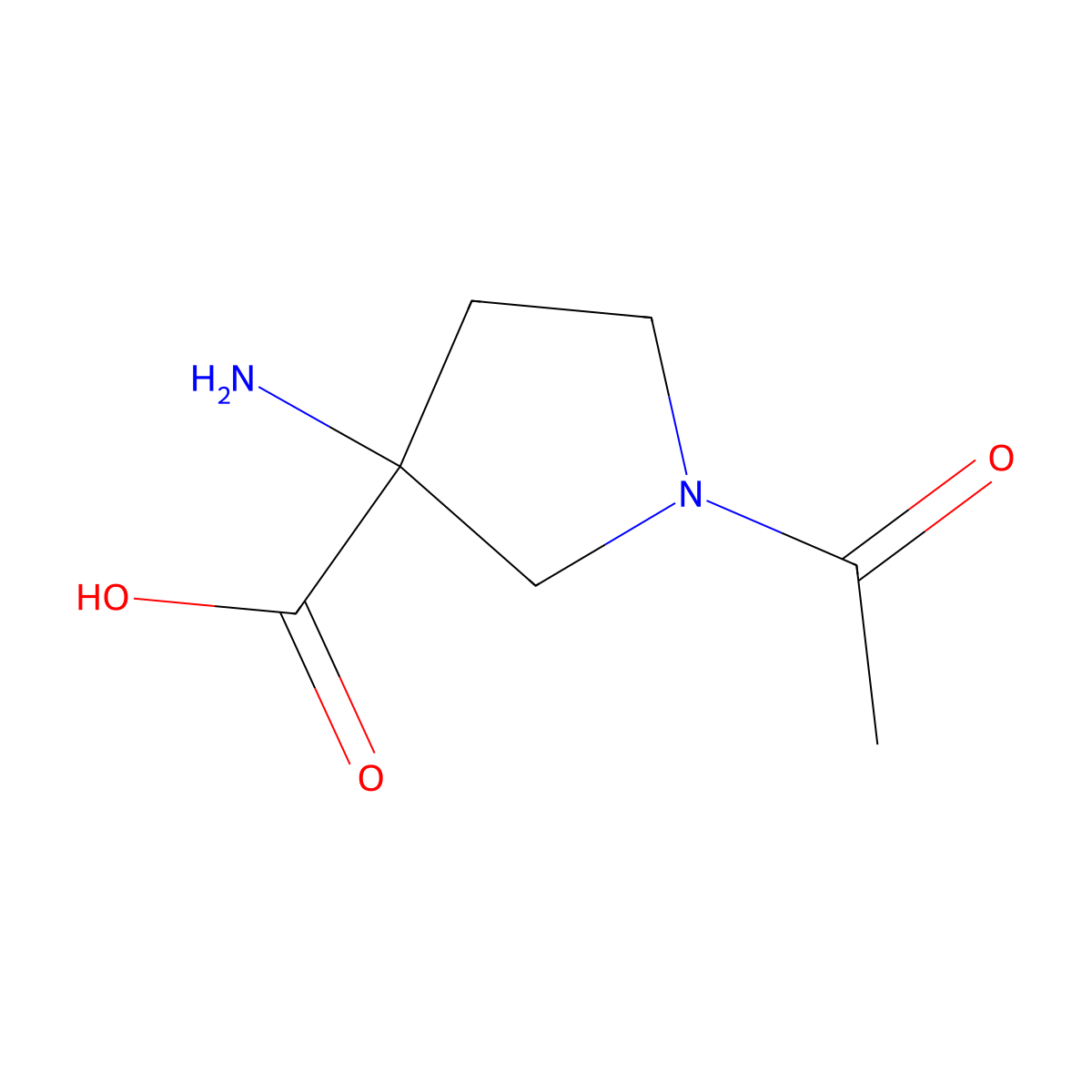 1-Acetyl-3-aminopyrrolidine-3-carboxylic acid molecular structure, CAS 1695834-47-9