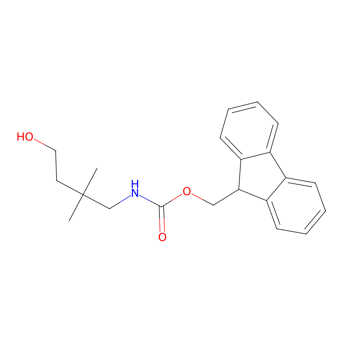 (9H-fluoren-9-yl)methyl N-(4-hydroxy-2,2-dimethylbutyl)carbamate molecular structure, CAS 1695858-93-5