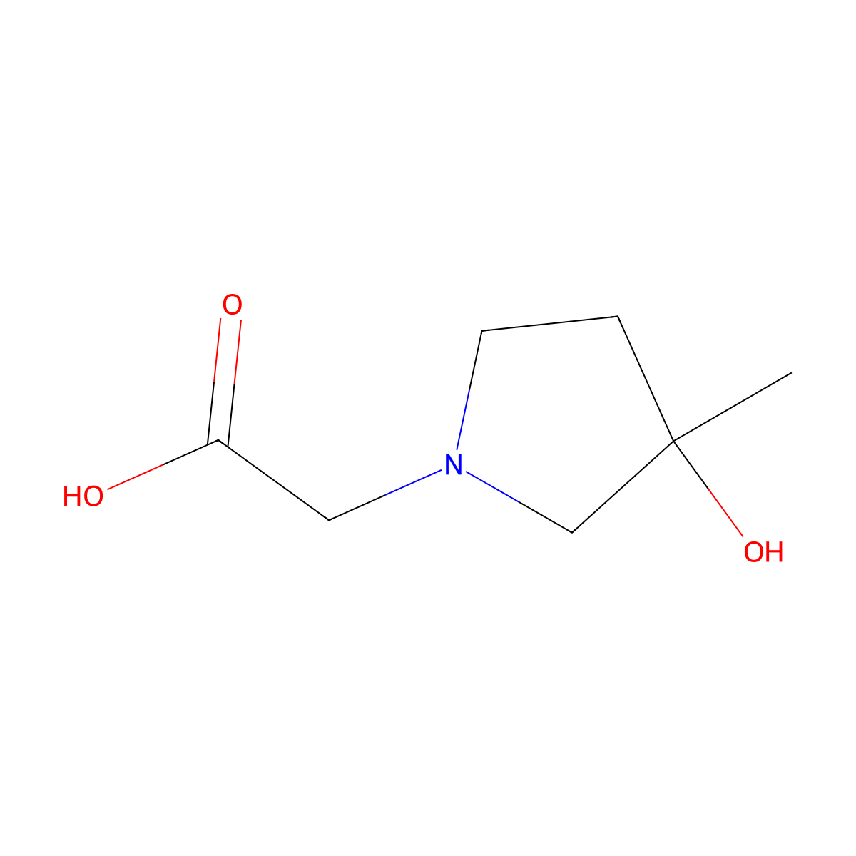 2-(3-Hydroxy-3-methylpyrrolidin-1-yl)acetic acid molecular structure, CAS 1695867-48-1