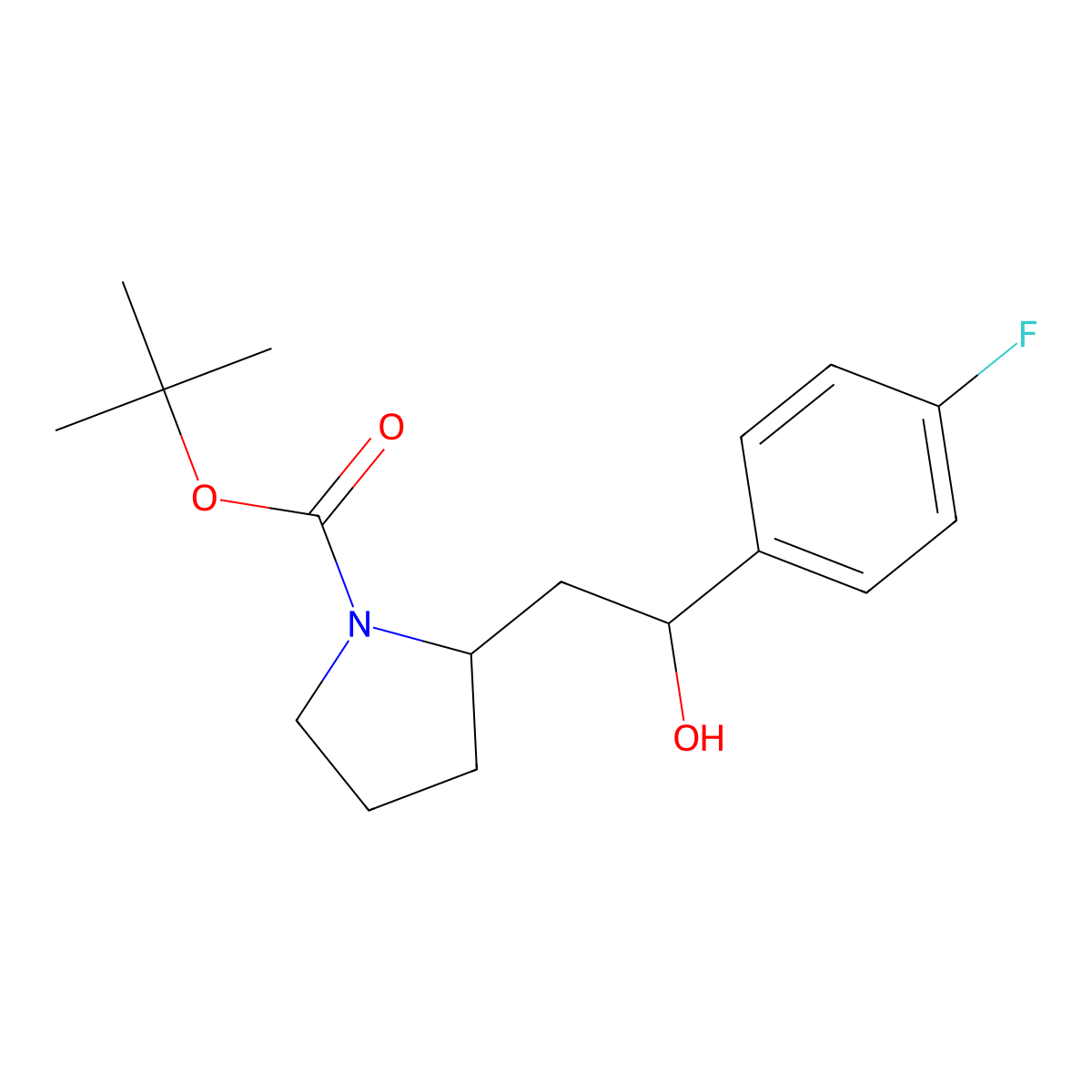 Tert-butyl 2-[2-(4-fluorophenyl)-2-hydroxyethyl]pyrrolidine-1-carboxylate molecular structure, CAS 1695885-97-2