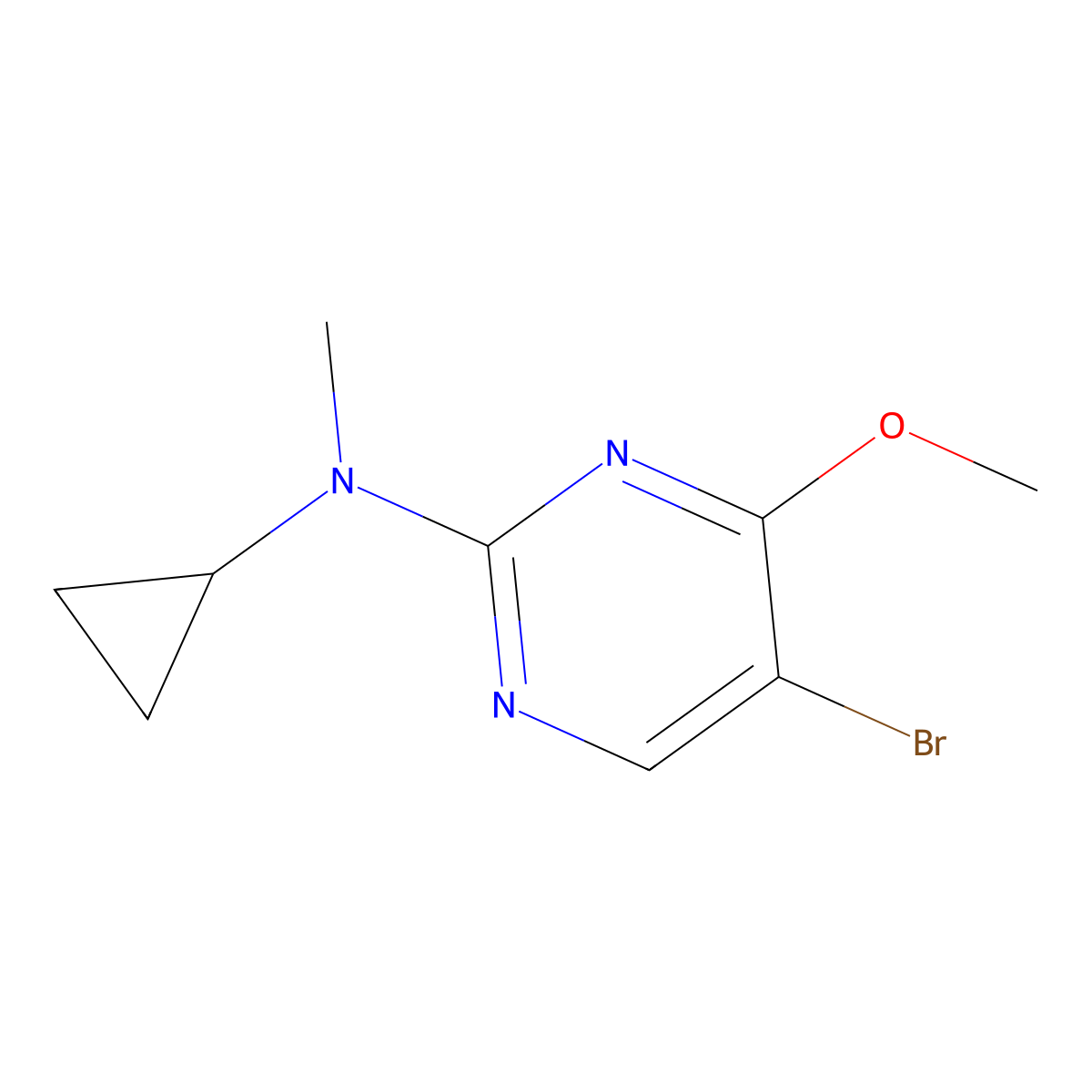 5-bromo-N-cyclopropyl-4-methoxy-N-methylpyrimidin-2-amine molecular structure, CAS 1695910-45-2