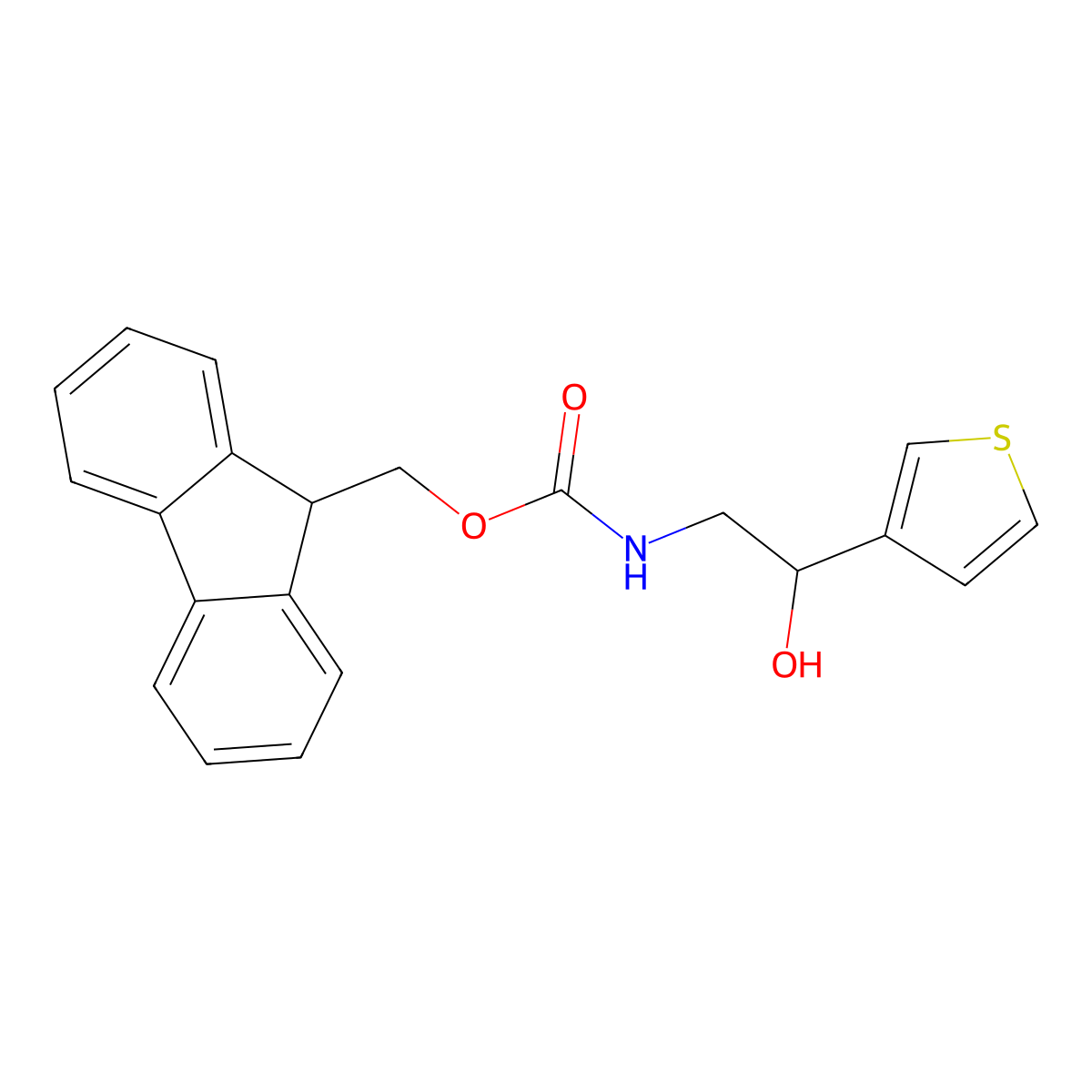 (9H-fluoren-9-yl)methyl N-[2-hydroxy-2-(thiophen-3-yl)ethyl]carbamate molecular structure, CAS 1695914-03-4