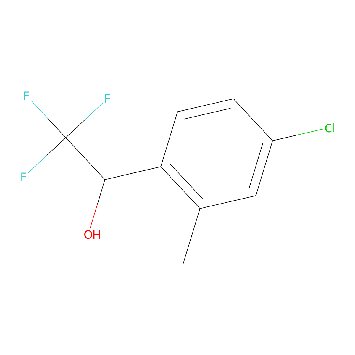 1-(4-Chloro-2-methylphenyl)-2,2,2-trifluoroethan-1-ol molecular structure, CAS 1695933-58-4