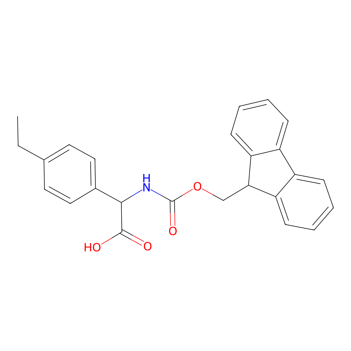 2-(4-ethylphenyl)-2-({[(9H-fluoren-9-yl)methoxy]carbonyl}amino)acetic acid molecular structure, CAS 1695944-11-6