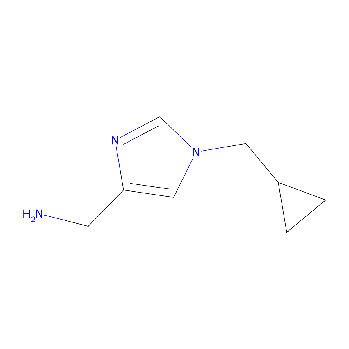 (1-(cyclopropylmethyl)-1H-imidazol-4-yl)methanamine molecular structure, CAS 1695998-44-7