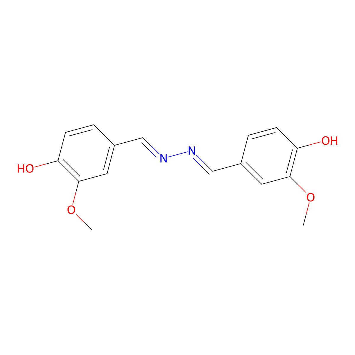 4-Hydroxy-3-methoxybenzaldehyde 2-((4-hydroxy-3-methoxyphenyl)methylene)hydrazone molecular structure, CAS 1696-60-2
