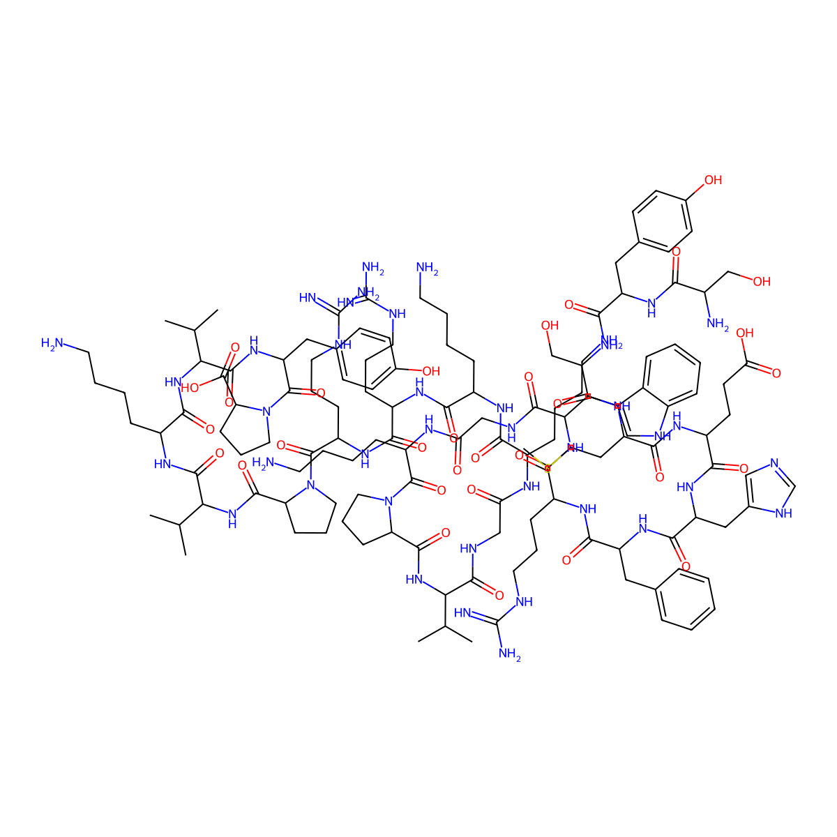 Sysmehfrwgkpvgkkrrpvkvyp molecular structure, CAS 16960-16-0
