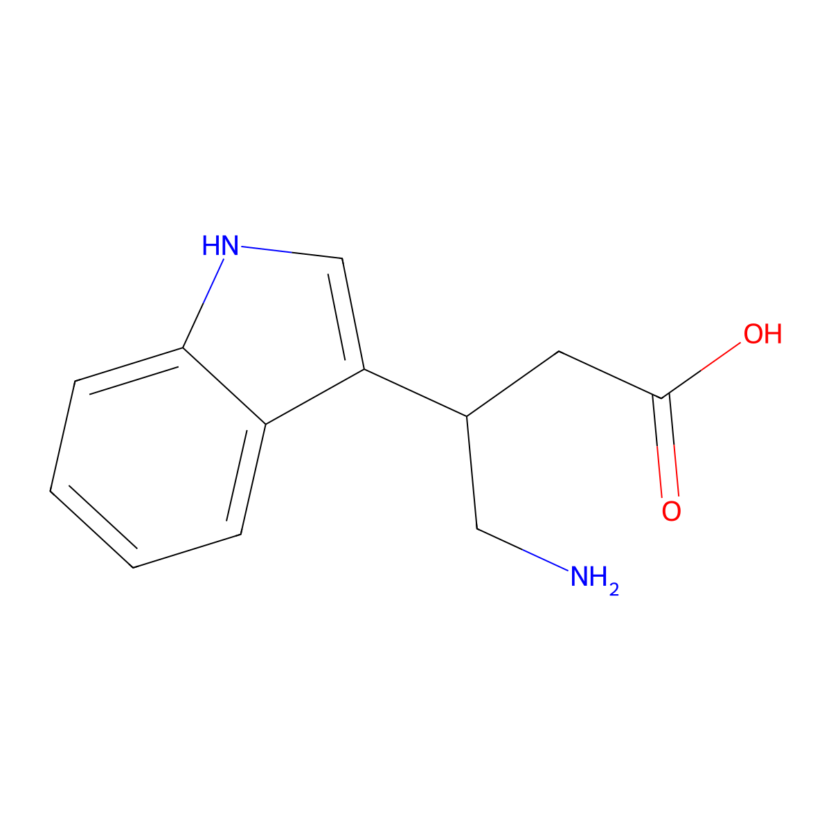 4-amino-3-(1H-indol-3-yl)butanoic acid molecular structure, CAS 16960-34-2