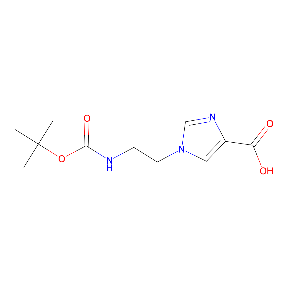 1-(2-(((tert-butoxy)carbonyl)amino)ethyl)-1H-imidazole-4-carboxylic acid molecular structure, CAS 1696030-74-6