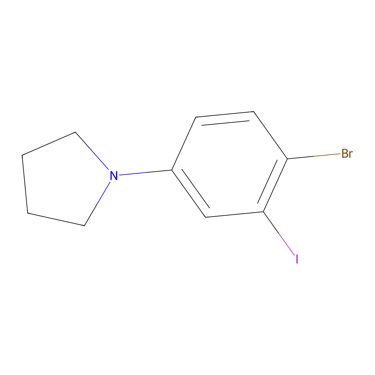 1-(4-Bromo-3-iodophenyl)pyrrolidine molecular structure, CAS 1696031-20-5
