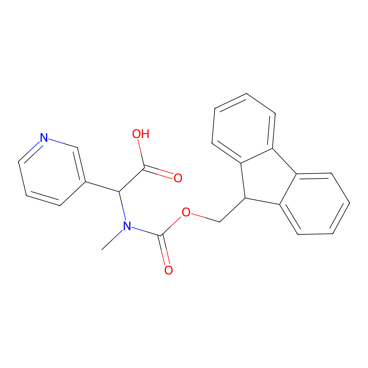 2-({[(9H-fluoren-9-yl)methoxy]carbonyl}(methyl)amino)-2-(pyridin-3-yl)acetic acid molecular structure, CAS 1696055-38-5