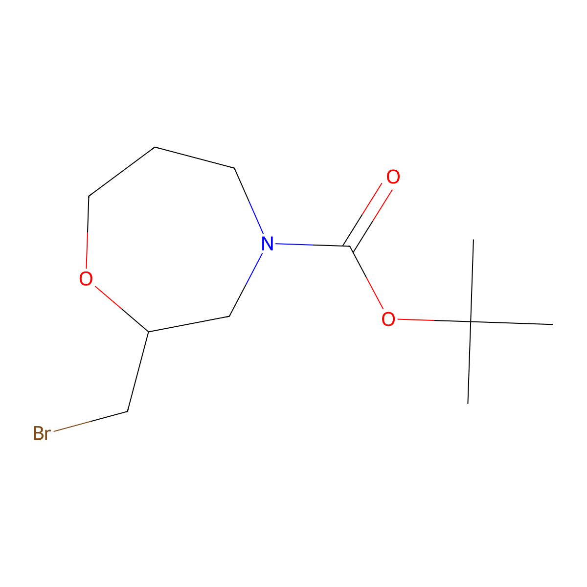 tert-Butyl 2-(bromomethyl)-1,4-oxazepane-4-carboxylate molecular structure, CAS 1696066-89-3