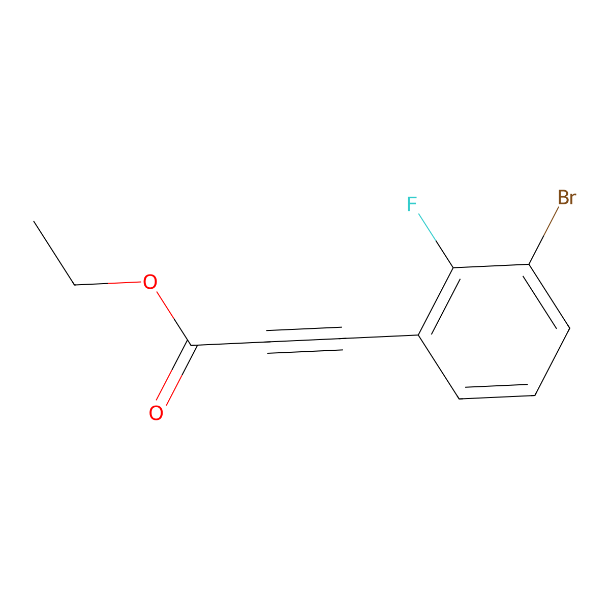Ethyl 3-(3-bromo-2-fluorophenyl)prop-2-ynoate molecular structure, CAS 1696075-64-5