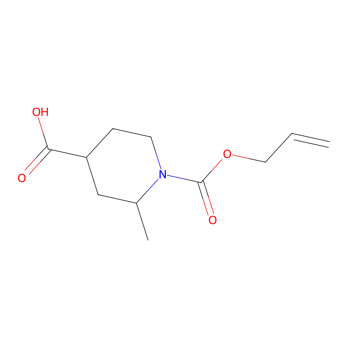 2-Methyl-1-[(prop-2-en-1-yloxy)carbonyl]piperidine-4-carboxylic acid molecular structure, CAS 1696101-89-9