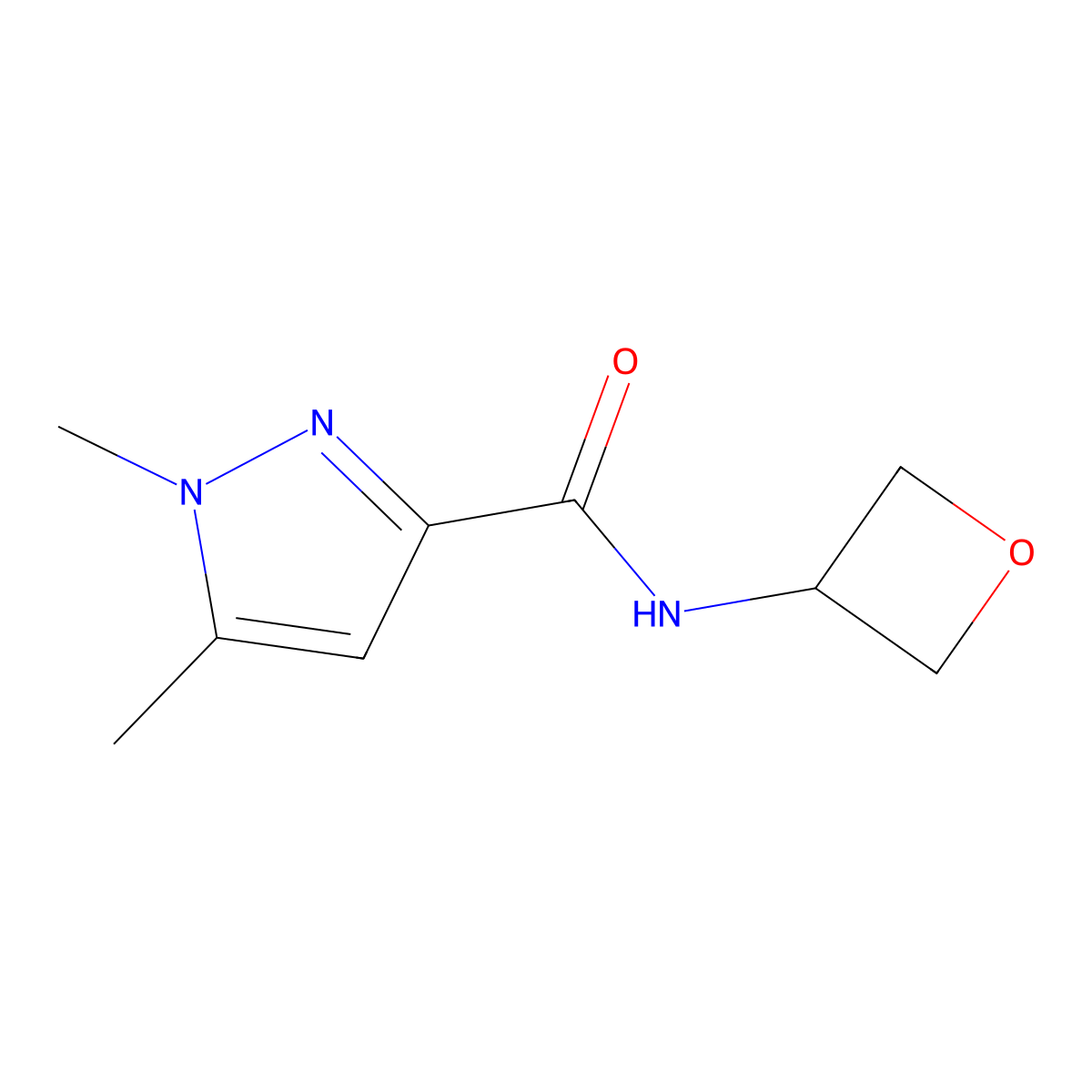 1,5-dimethyl-N-(oxetan-3-yl)-1H-pyrazole-3-carboxamide molecular structure, CAS 1696109-91-7